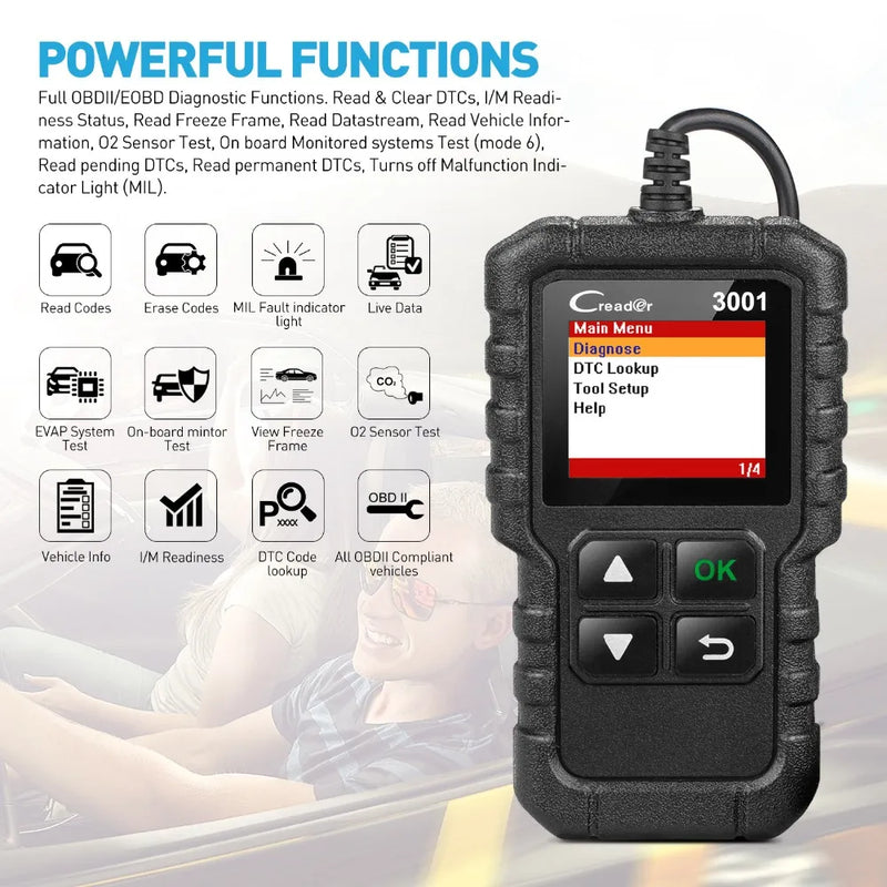 X431 Creader 3001 Full OBD2 OBDII Code Reader Scan tools OBD 2 CR3001 Car Diagnostic tool PK AD310 NL100 OM123 Scanner